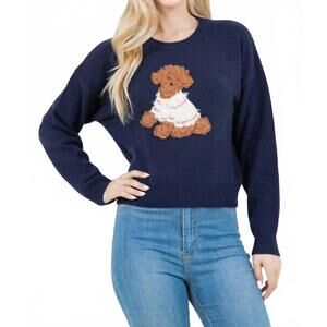 NEW URBAN DAIZY poodle pullover sweater in navy